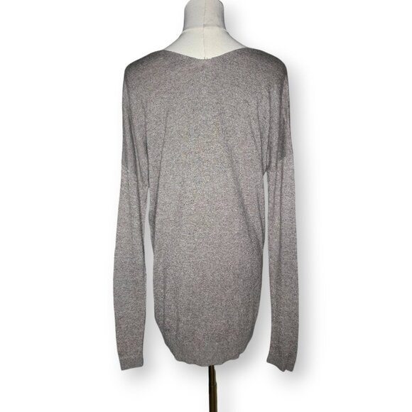 EXPRESS Beige / Taupe Heather V-Neck Sweater Wool Blend - Picture 2 of 5